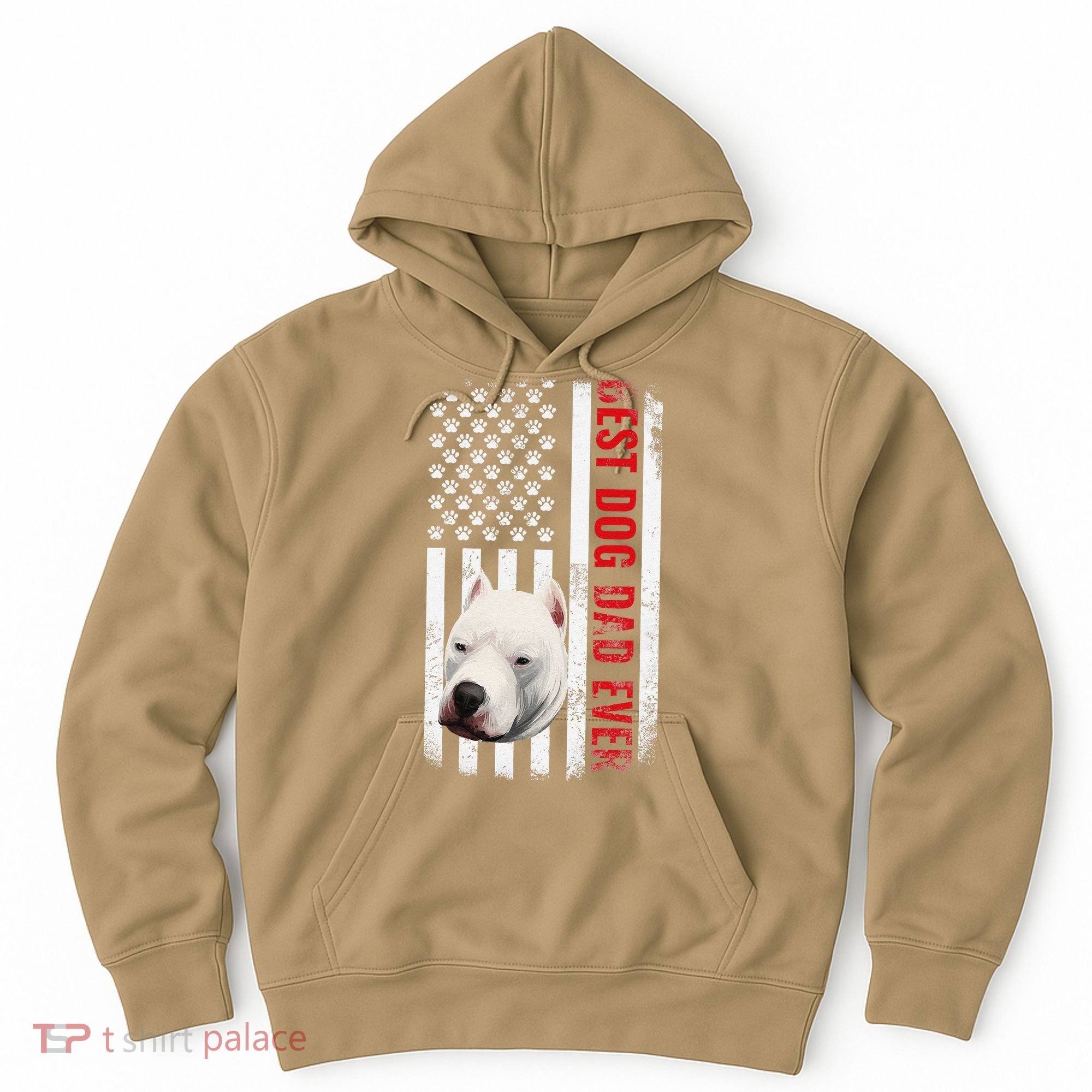 Dogo Argentino Dad Dog Lover American Flag Usa Pride Hoodie