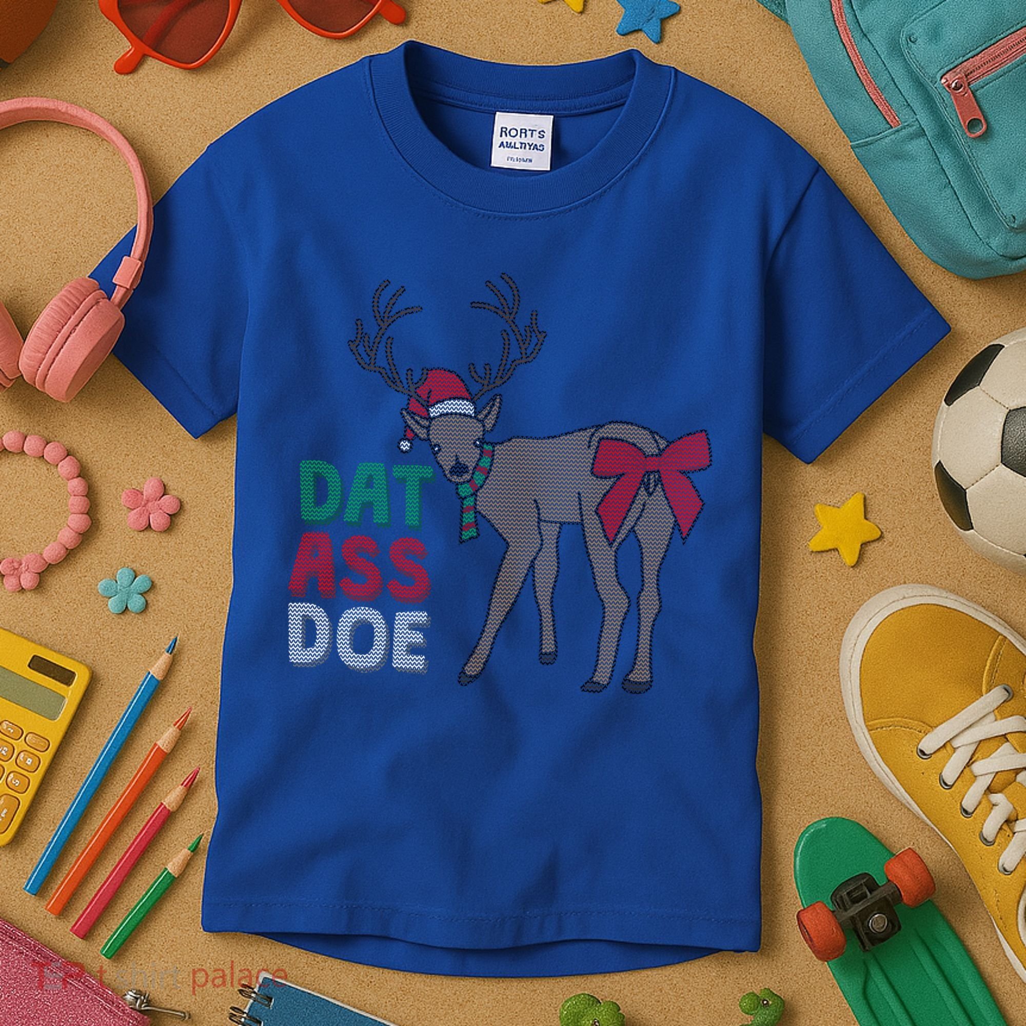 Dat Ass Doe Reindeer Naughty Funny Christmas Gift Kids T-Shirt