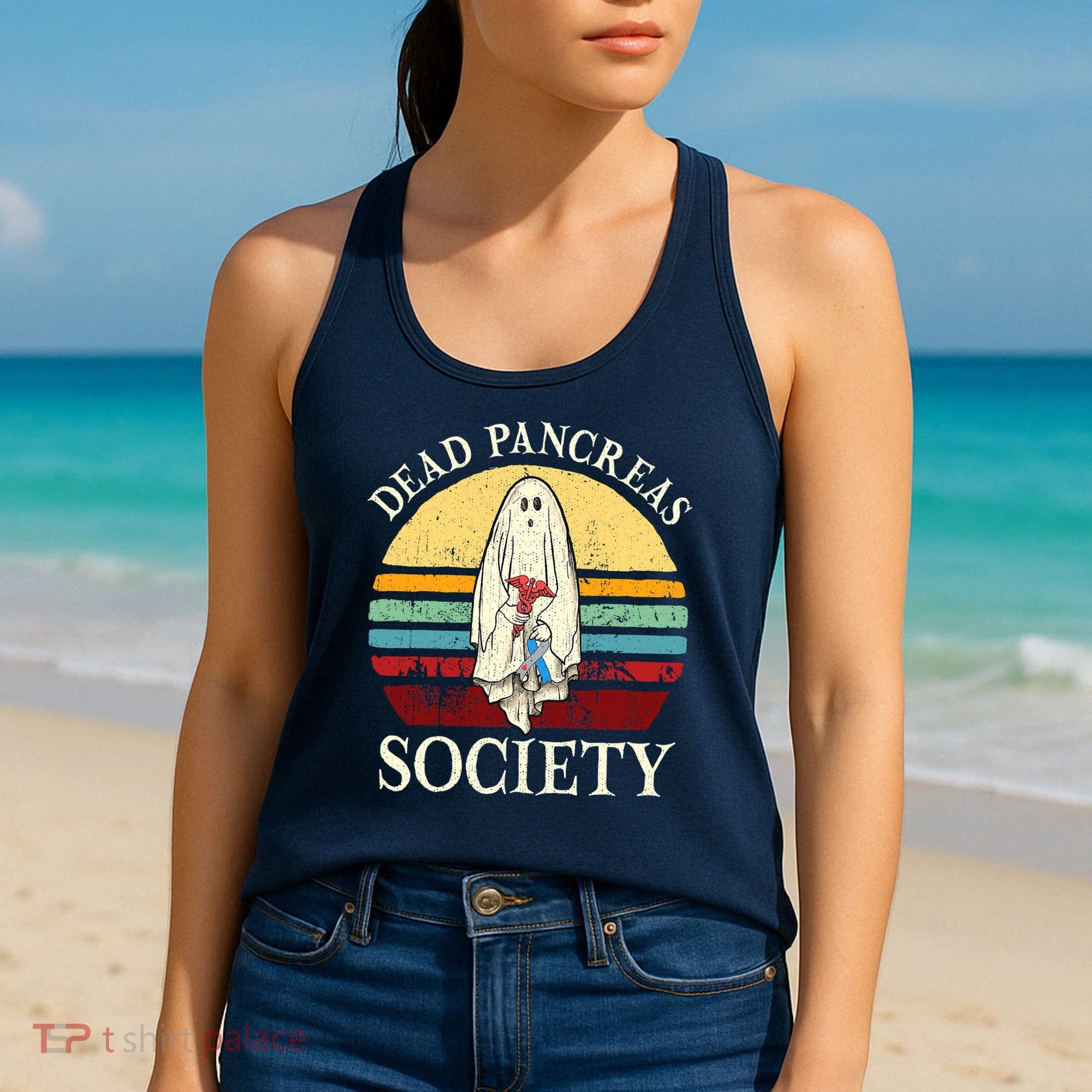 Diabetes Awareness Dead Pancreas Society Halloween Ghost Women's Tank Top