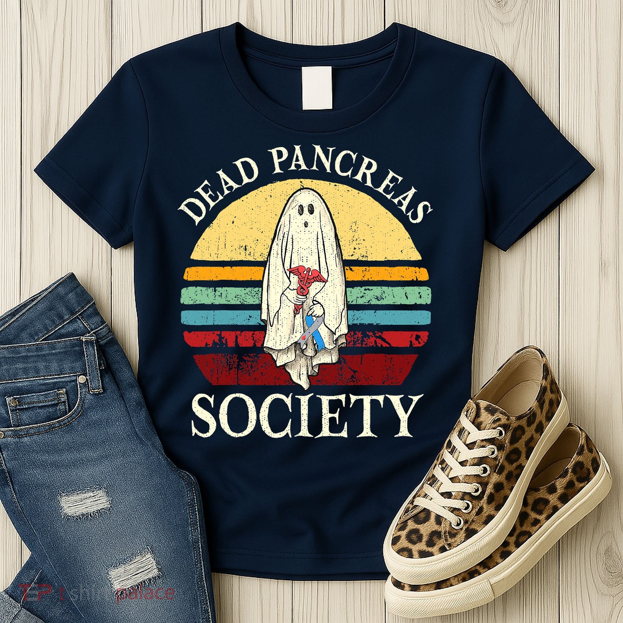 Diabetes Awareness Dead Pancreas Society Halloween Ghost Women's T-Shirt