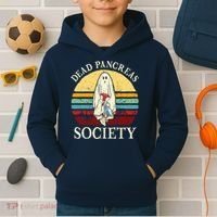 Diabetes Awareness Dead Pancreas Society Halloween Ghost Kids Hoodie thumb 2