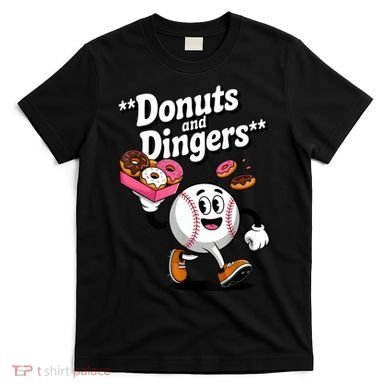 Donuts And Dingers Baseball Fan Humor Donut  T-Shirt