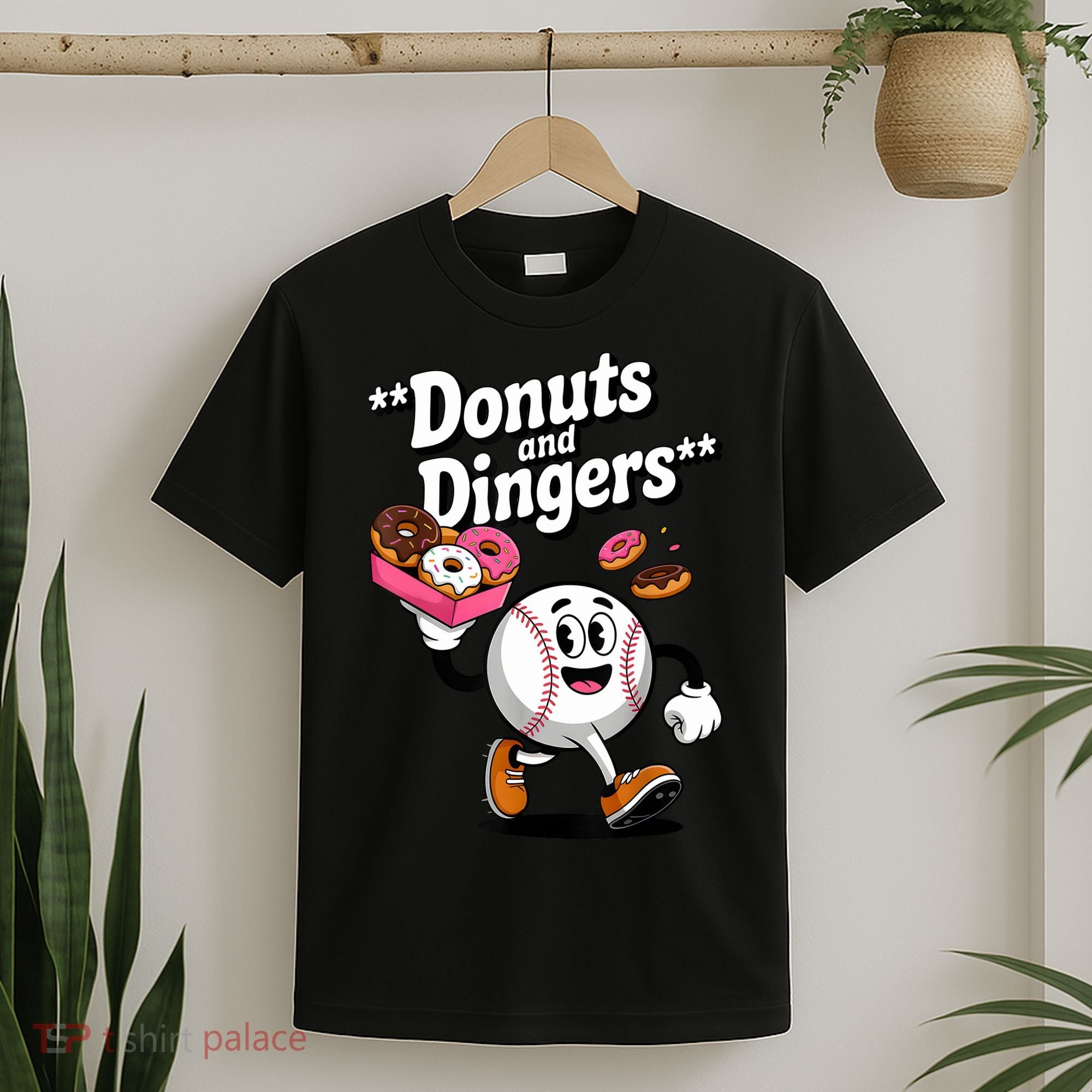 Donuts And Dingers Baseball Fan Humor Donut  T-Shirt