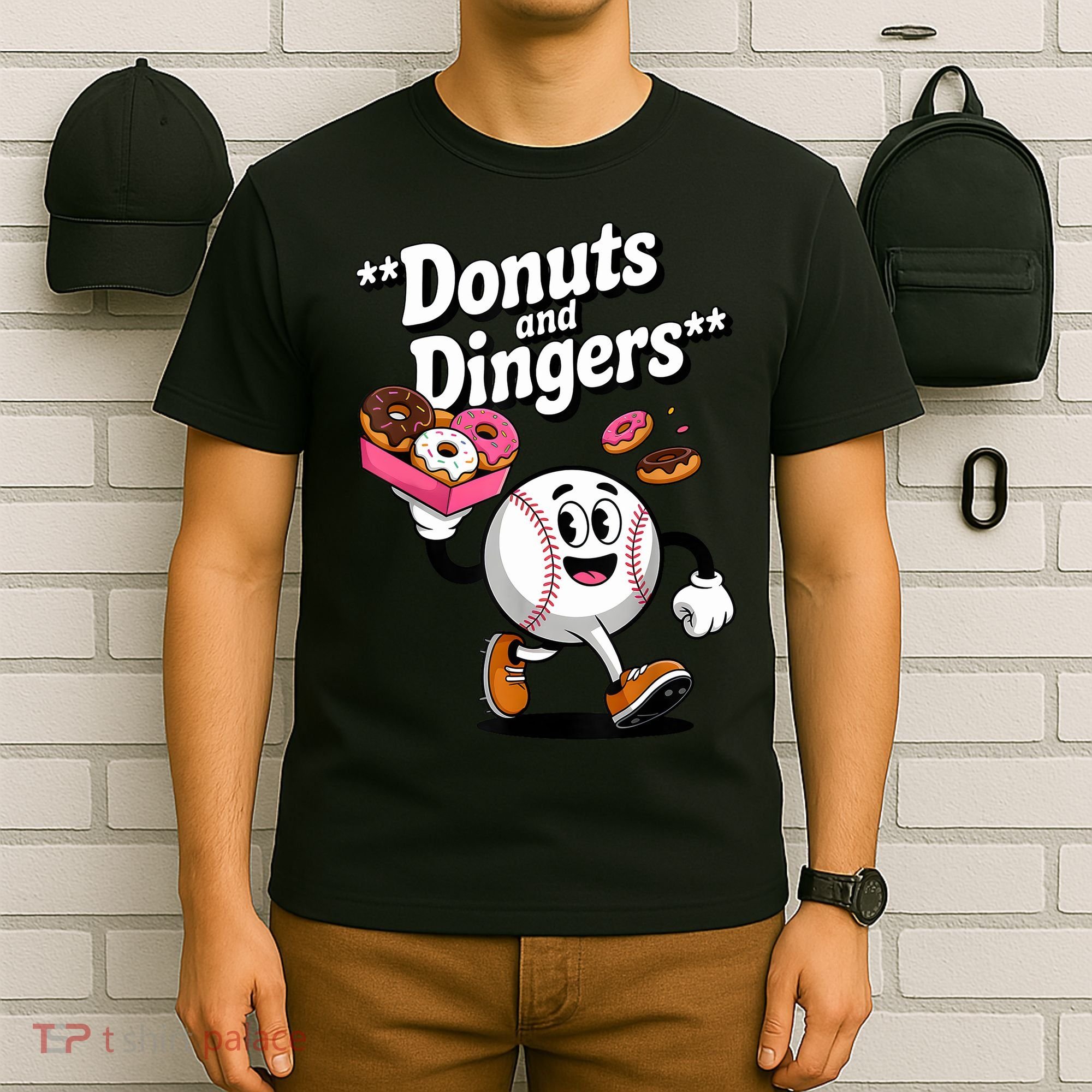 Donuts And Dingers Baseball Fan Humor Donut  T-Shirt