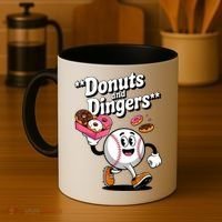 Donuts And Dingers Baseball Fan Humor Donut  Coffee Mug thumb 4