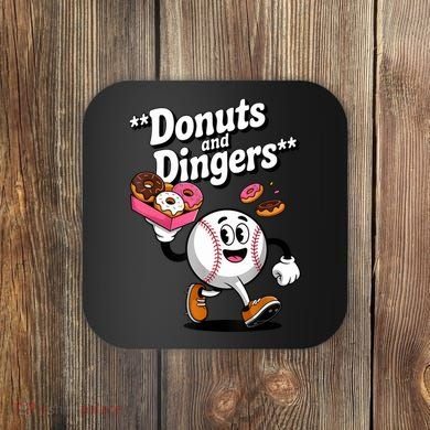 Donuts And Dingers Baseball Fan Humor Donut  Coaster
