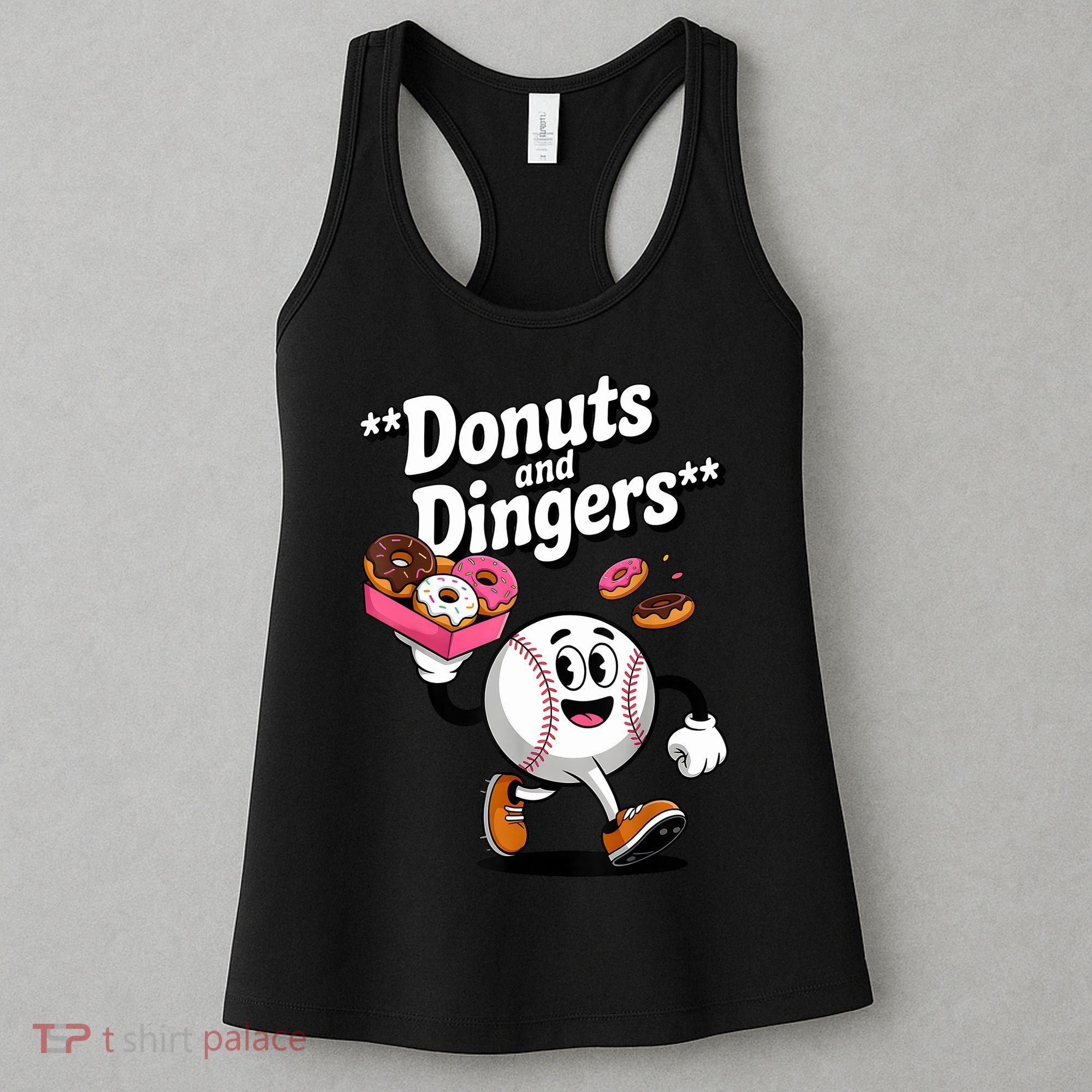 Donuts And Dingers Baseball Fan Humor Donut  Women's Tank Top