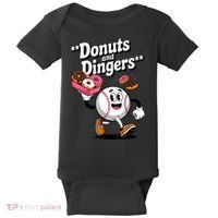 Donuts And Dingers Baseball Fan Humor Donut  Baby Bodysuit thumb 0