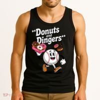 Donuts And Dingers Baseball Fan Humor Donut  Tank Top thumb 3