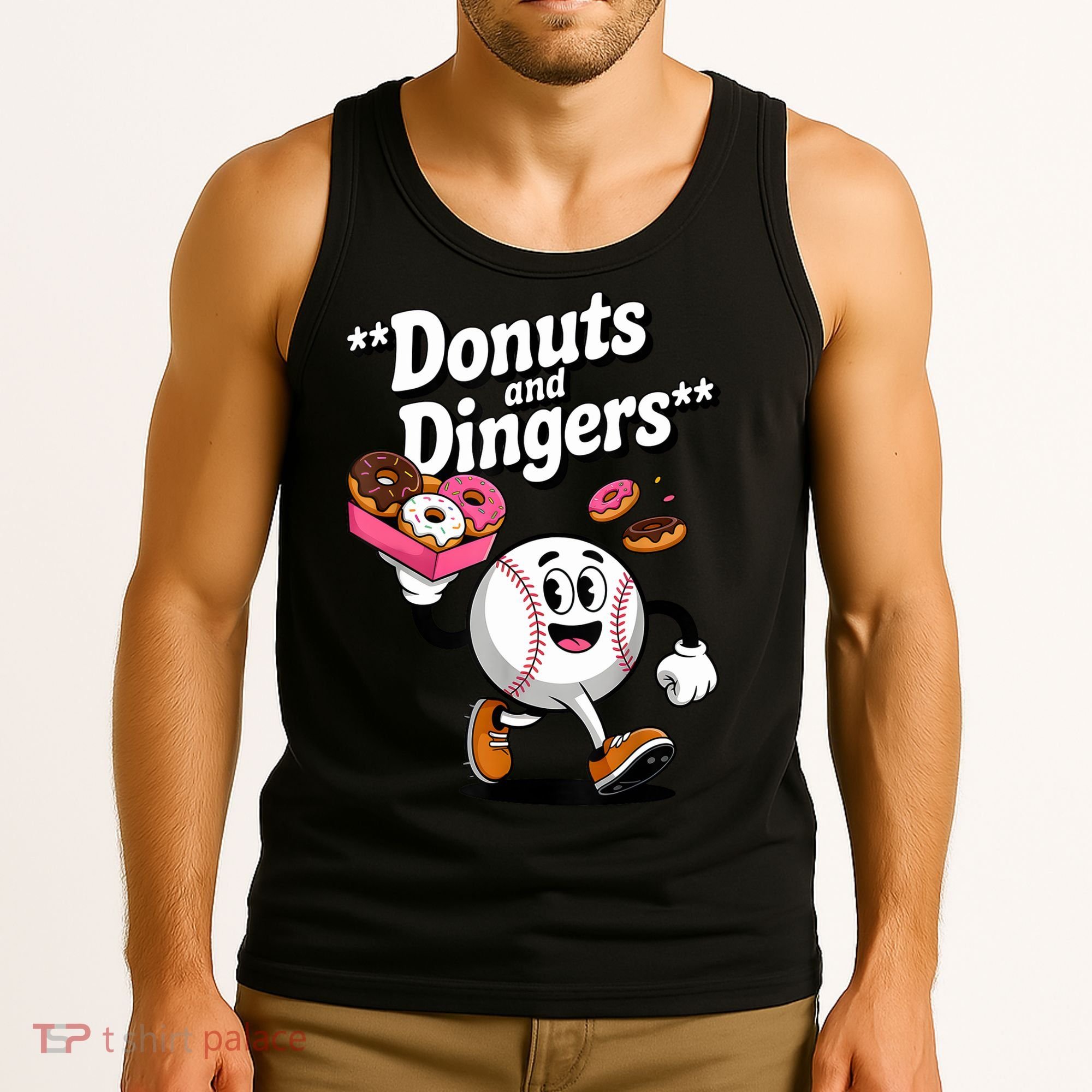 Donuts And Dingers Baseball Fan Humor Donut  Tank Top