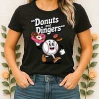 Donuts And Dingers Baseball Fan Humor Donut  Women's T-Shirt thumb 2