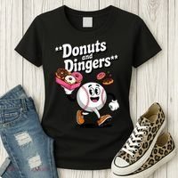 Donuts And Dingers Baseball Fan Humor Donut  Women's T-Shirt thumb 3