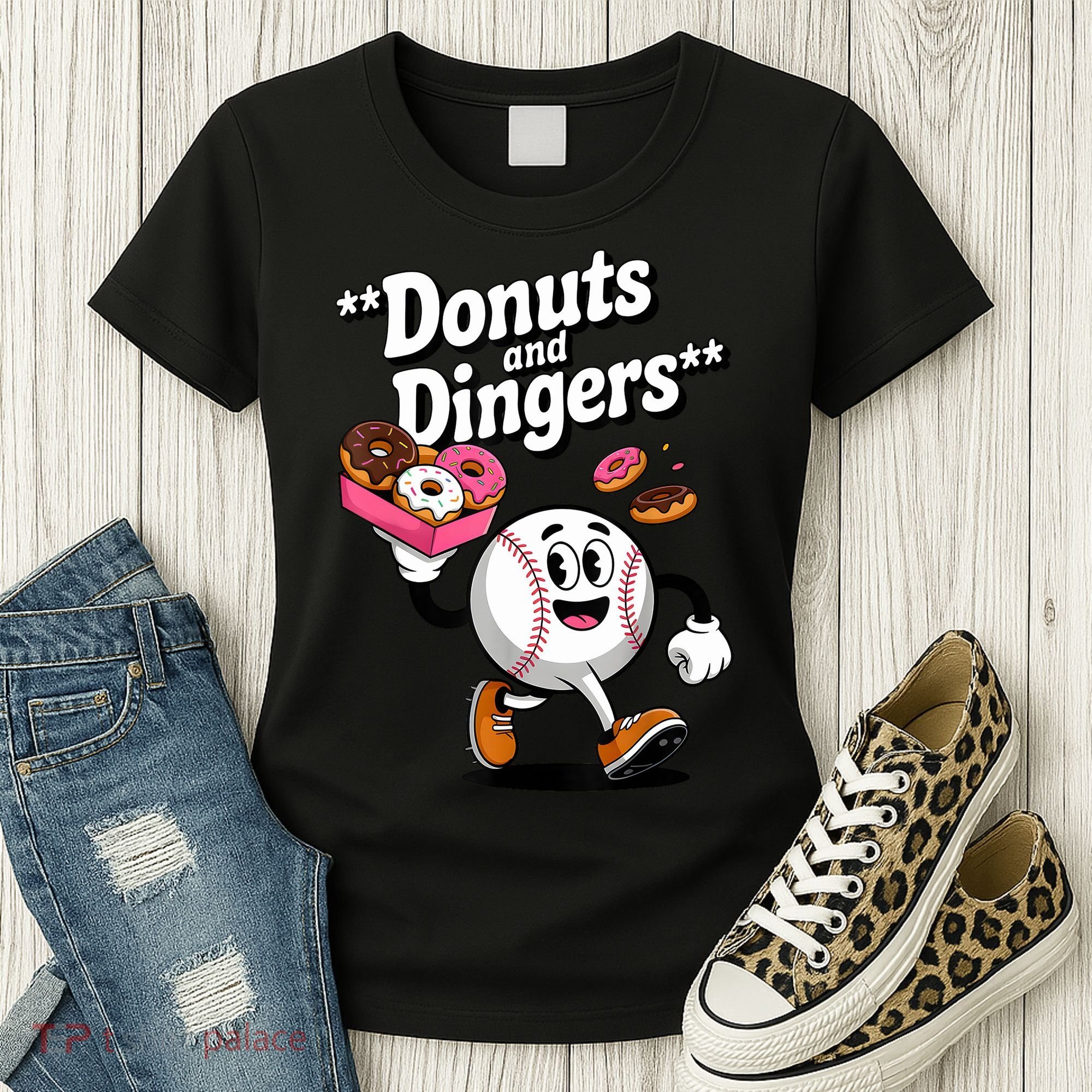 Donuts And Dingers Baseball Fan Humor Donut  Women's T-Shirt