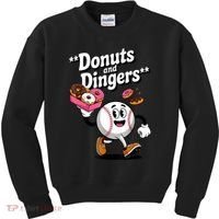 Donuts And Dingers Baseball Fan Humor Donut  Kids Sweatshirt thumb 0