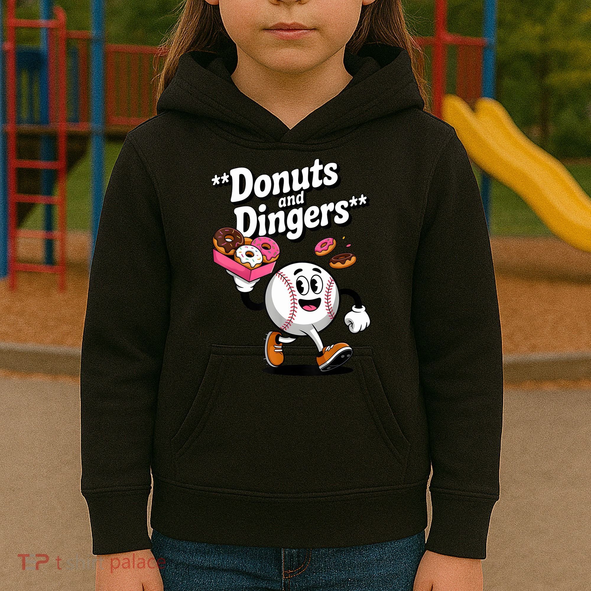 Donuts And Dingers Baseball Fan Humor Donut  Kids Hoodie