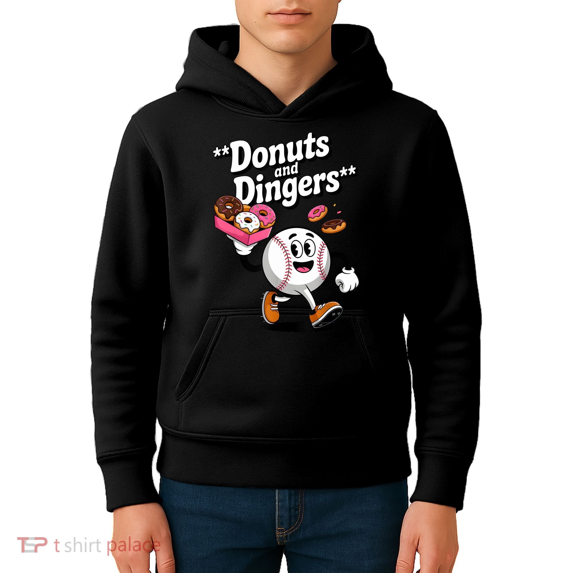 Donuts And Dingers Baseball Fan Humor Donut  Kids Hoodie