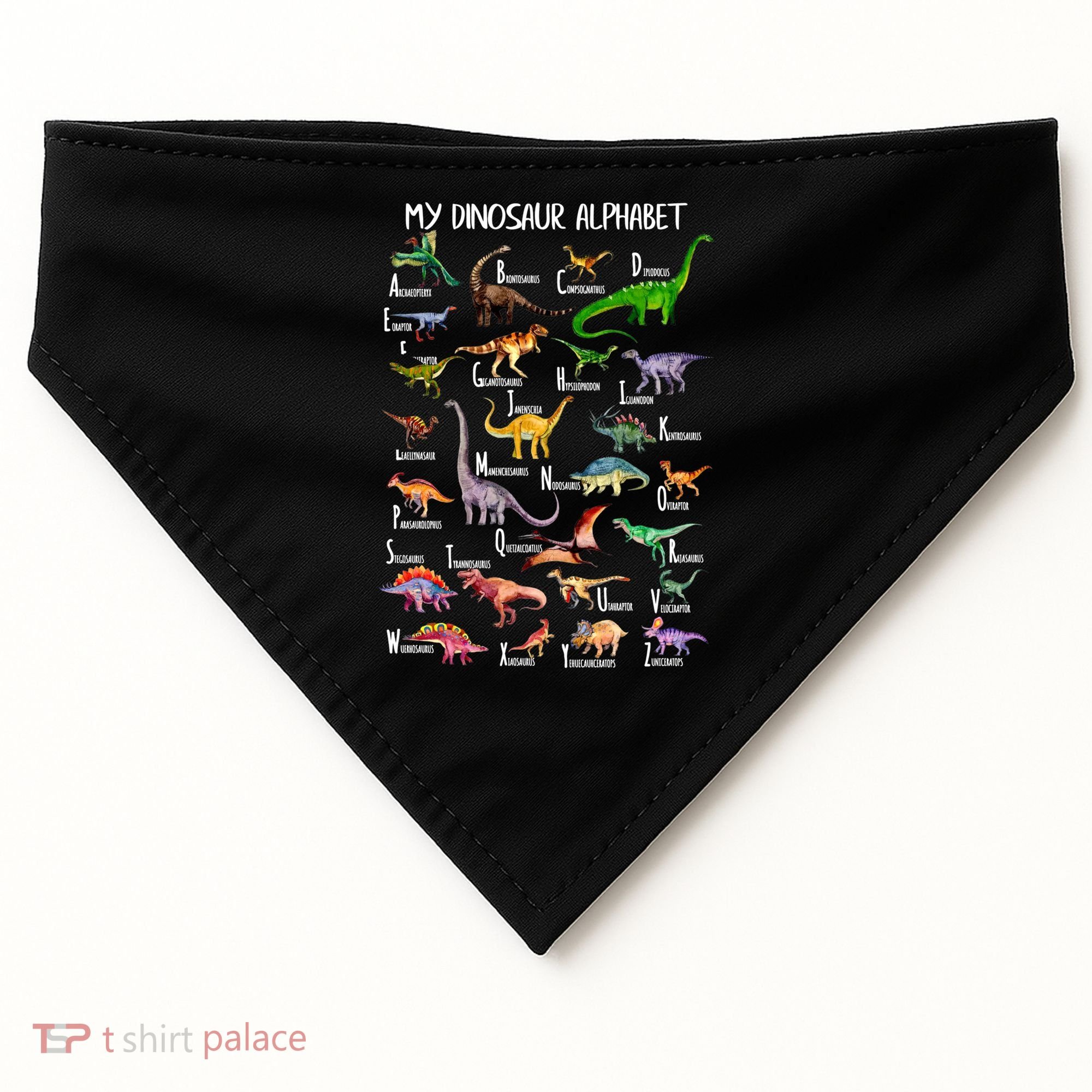 Dinosaur Alphabet Dino Abc For Boys Kid Az Teacher Cute Gift USA-Made Doggie Bandana