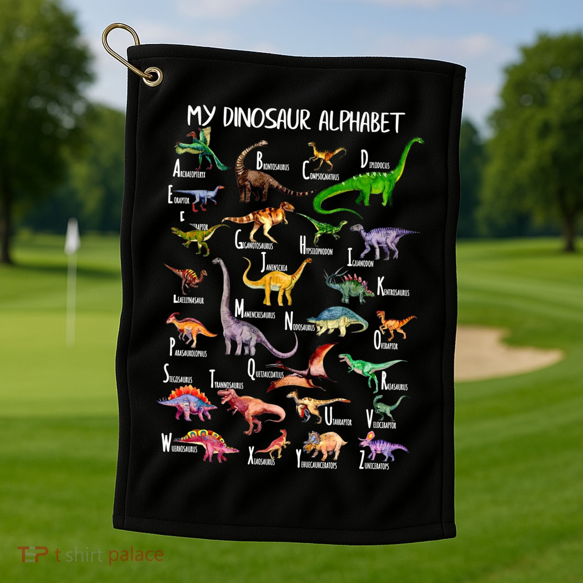 Dinosaur Alphabet Dino Abc For Boys Kid Az Teacher Cute Gift Golf Towel