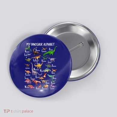 Dinosaur Alphabet Dino Abc For Boys Kid Az Teacher Cute Gift Button