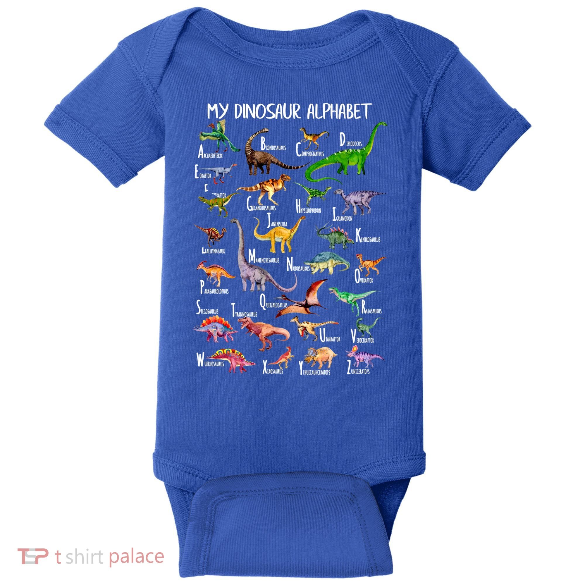 Dinosaur Alphabet Dino Abc For Boys Kid Az Teacher Cute Gift Baby Bodysuit