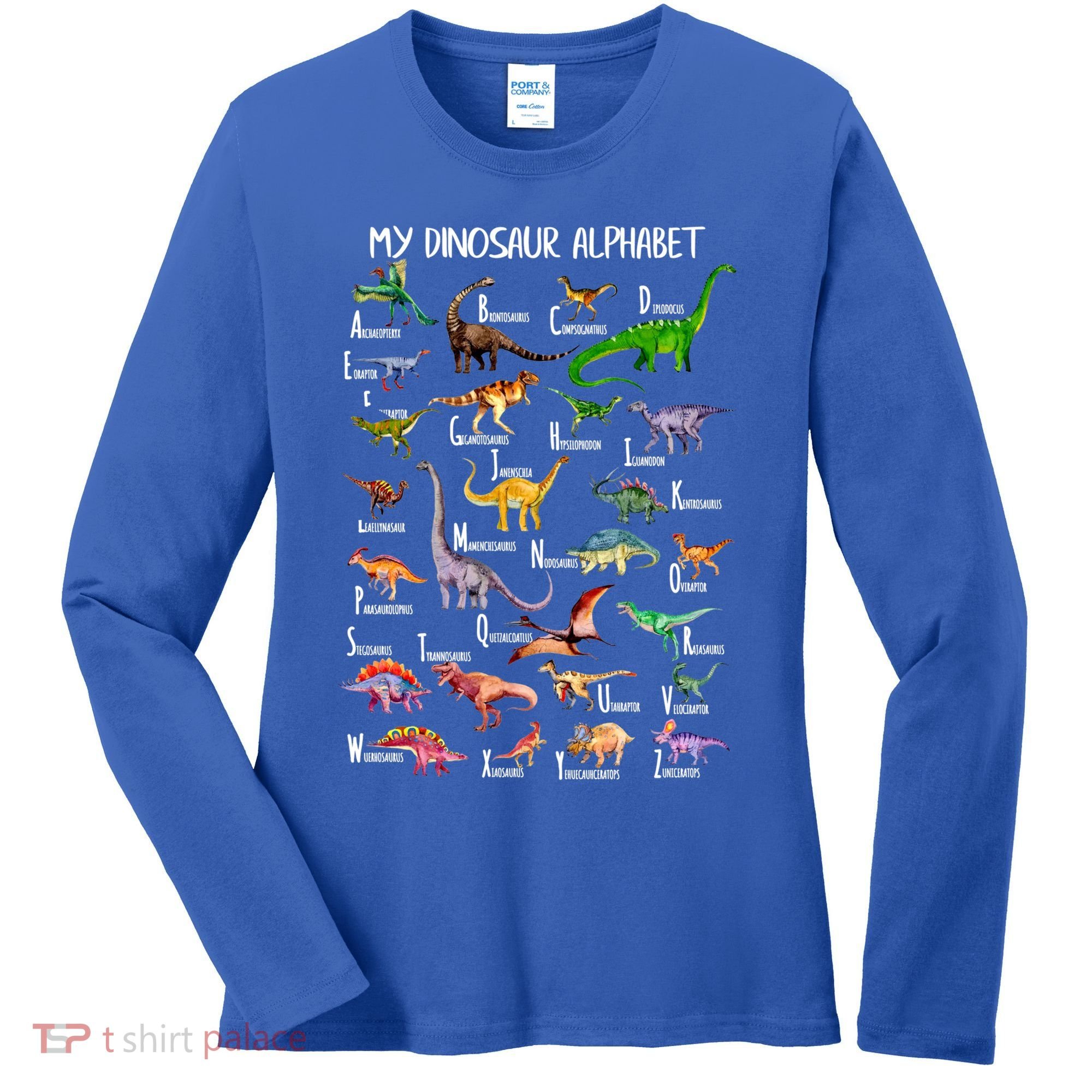 Dinosaur Alphabet Dino Abc For Boys Kid Az Teacher Cute Gift Women's Long Sleeve Shirt