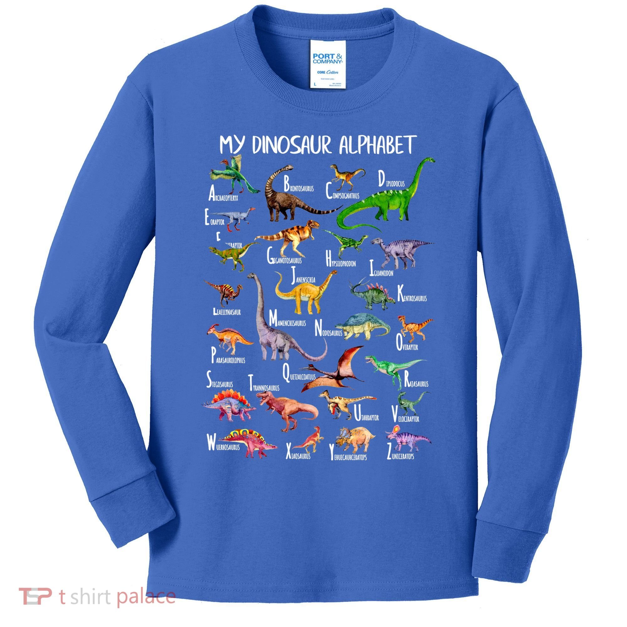 Dinosaur Alphabet Dino Abc For Boys Kid Az Teacher Cute Gift Kids Long Sleeve Shirt