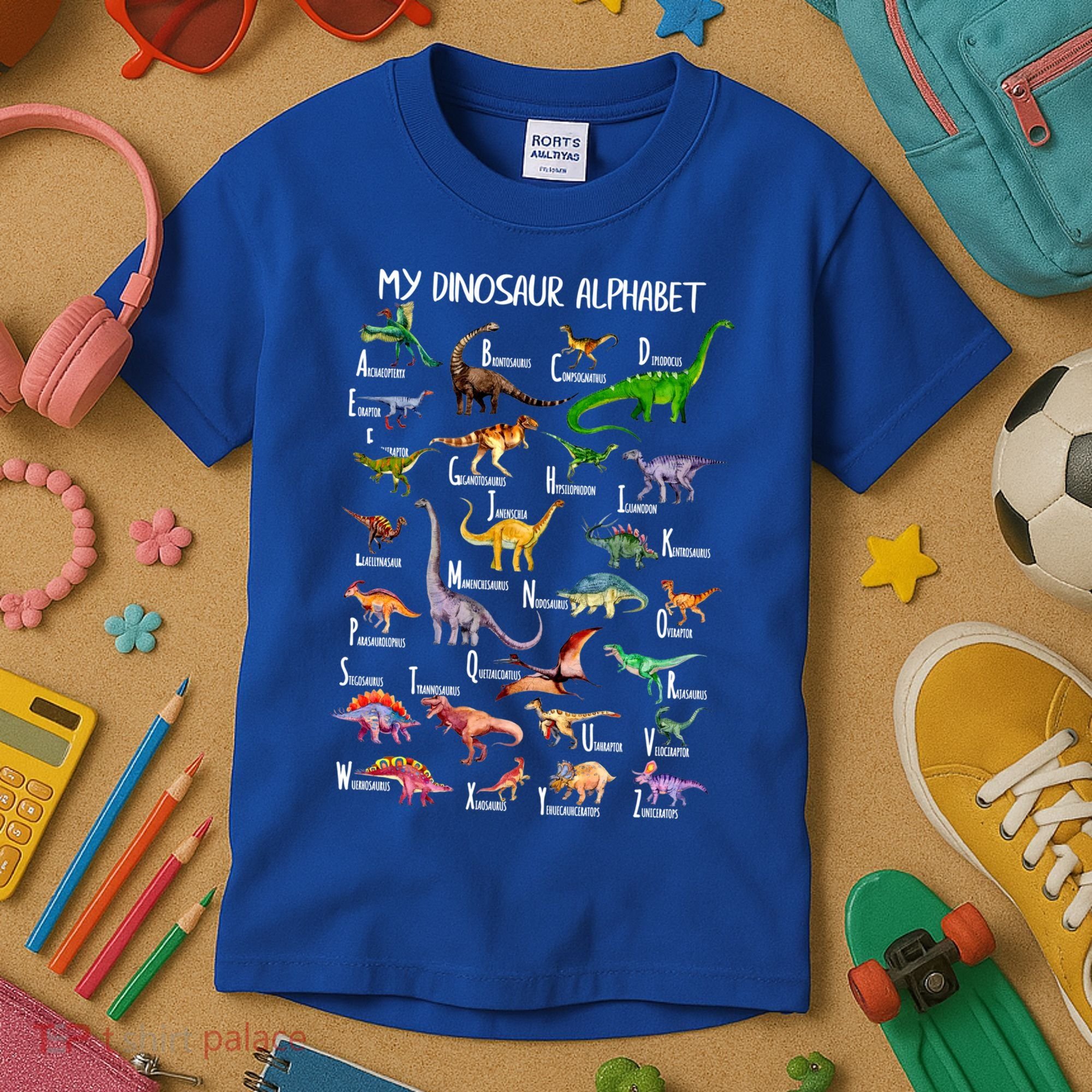 Dinosaur Alphabet Dino Abc For Boys Kid Az Teacher Cute Gift Kids T-Shirt