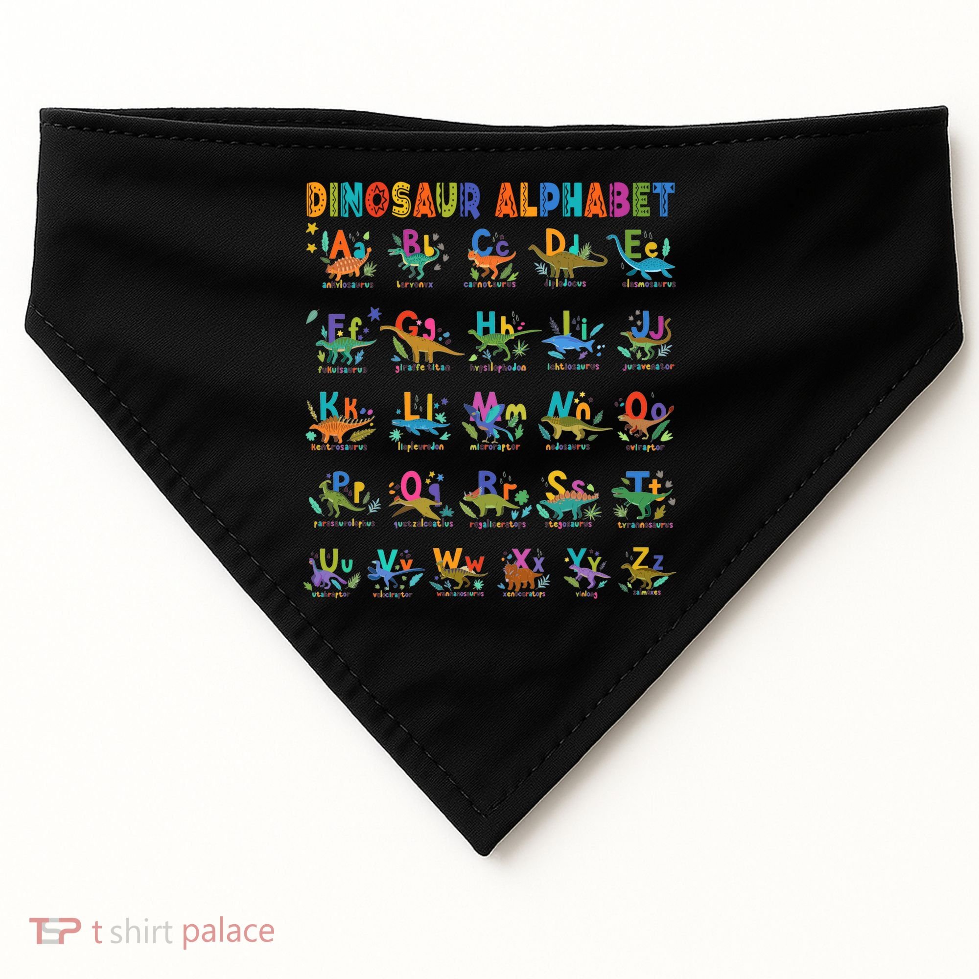 Dinosaur Alphabet Dino Abcs Learning For Boys Kids Adult Cool Gift USA-Made Doggie Bandana