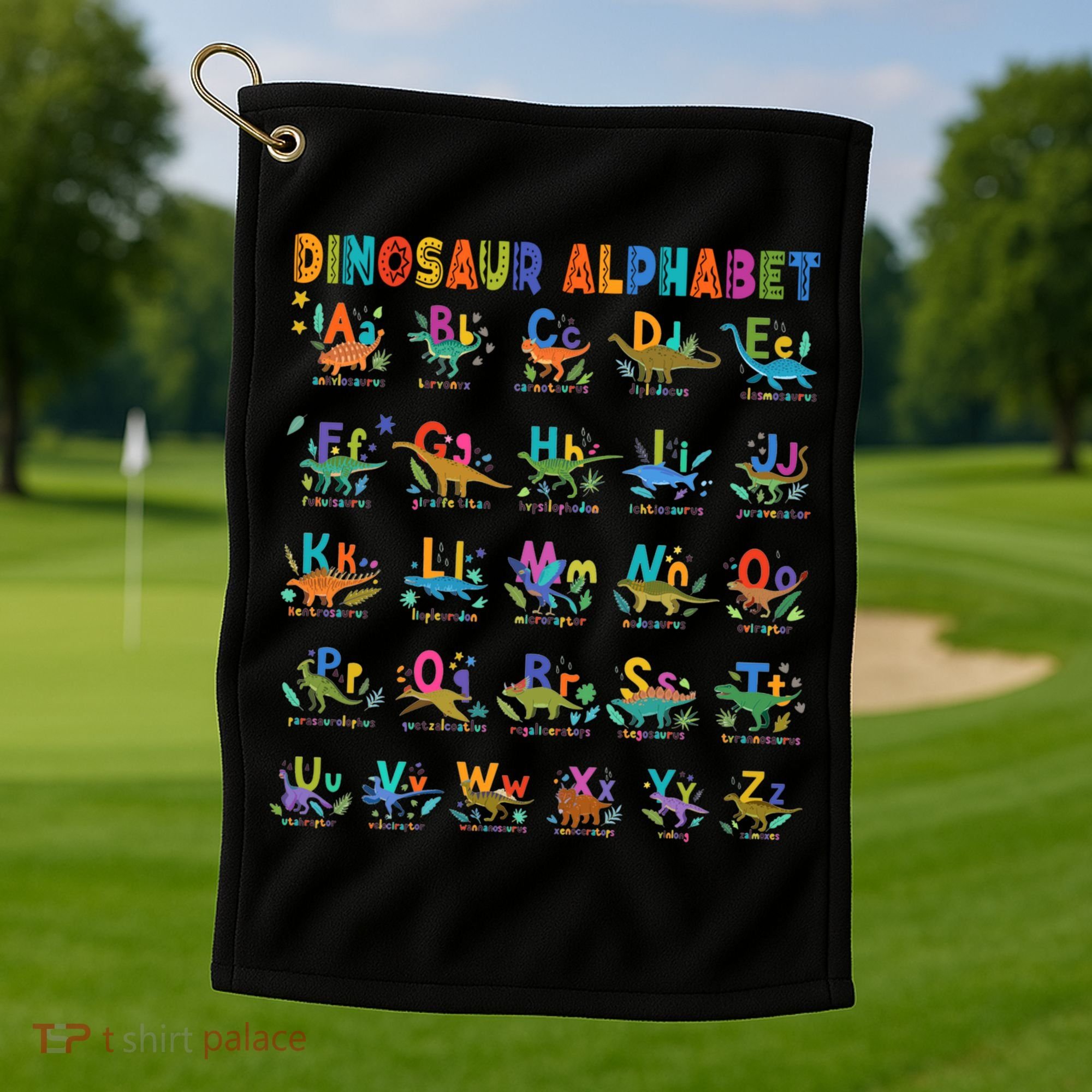 Dinosaur Alphabet Dino Abcs Learning For Boys Kids Adult Cool Gift Golf Towel