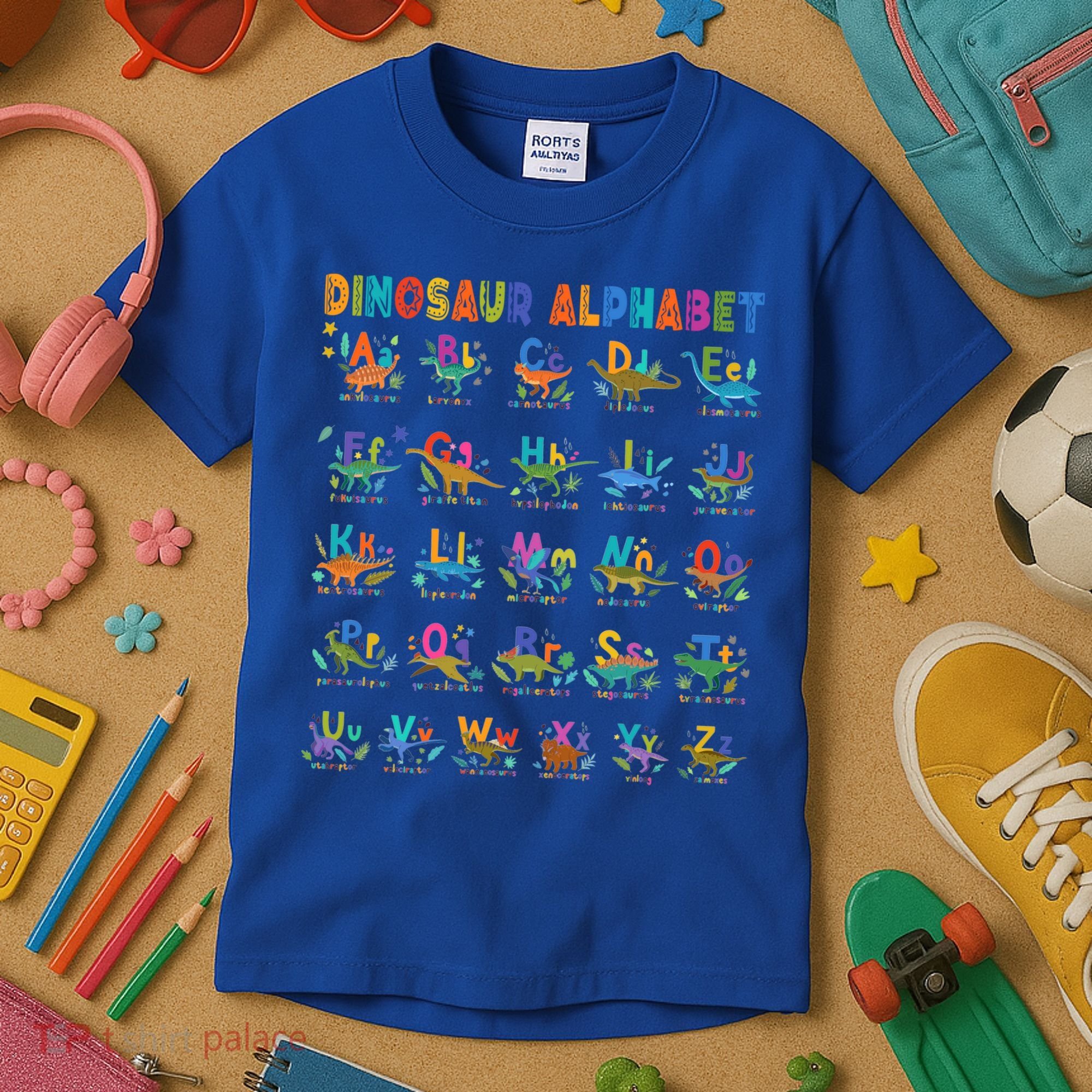 Dinosaur Alphabet Dino Abcs Learning For Boys Kids Adult Cool Gift Kids T-Shirt