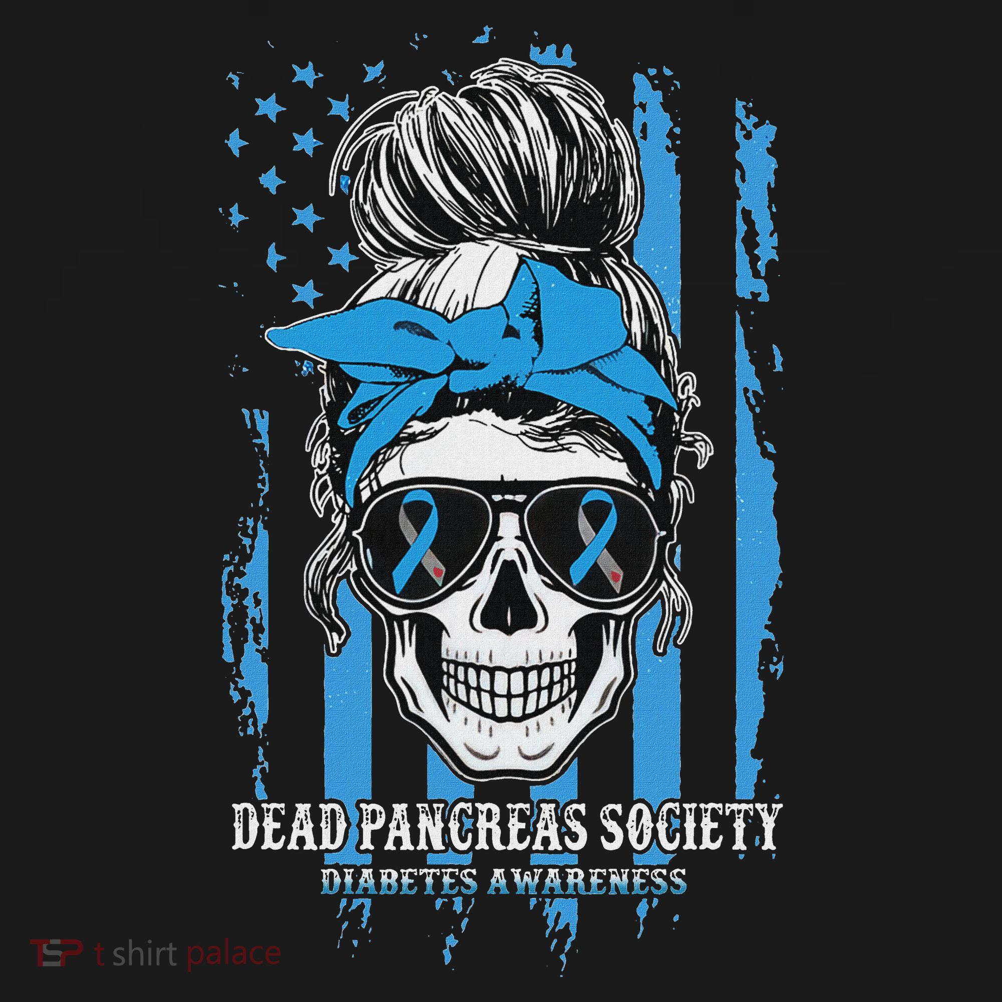Diabetes Awareness Dead Pancreas Society Messy Bun T-Shirt