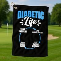 Diabetes Awareness Diabetic Life Diabetes Warrior Golf Towel thumb 1