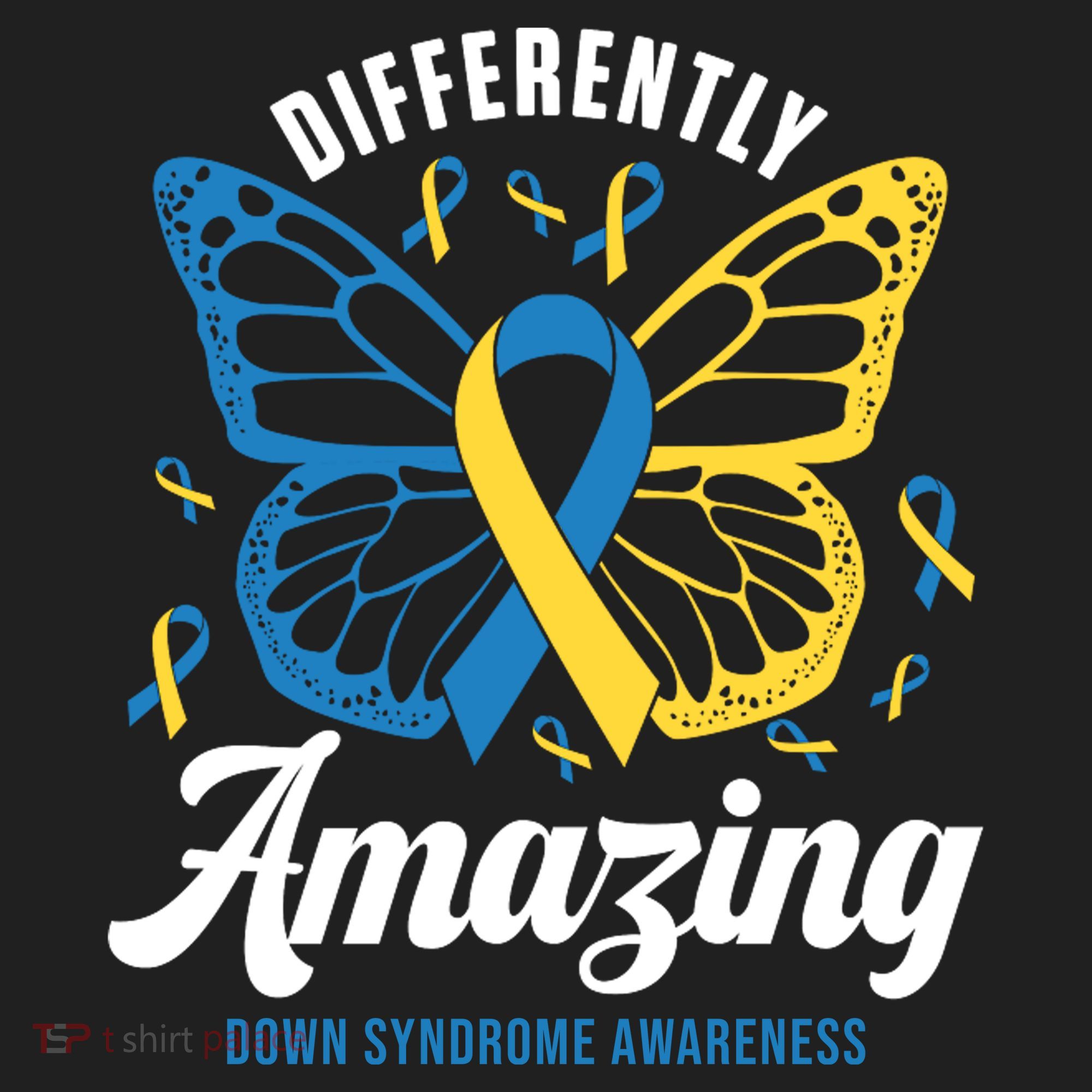 Differently Amazing Down Syndrome Awareness Butterfly Ribbon Women's Sweatshirt