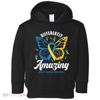 Differently Amazing Down Syndrome Awareness Butterfly Ribbon Toddler Hoodie thumb 0