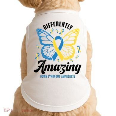 Differently Amazing Down Syndrome Awareness Butterfly Ribbon Doggie Tank