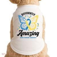 Differently Amazing Down Syndrome Awareness Butterfly Ribbon Doggie Tank thumb 0