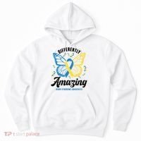 Differently Amazing Down Syndrome Awareness Butterfly Ribbon Hoodie thumb 0
