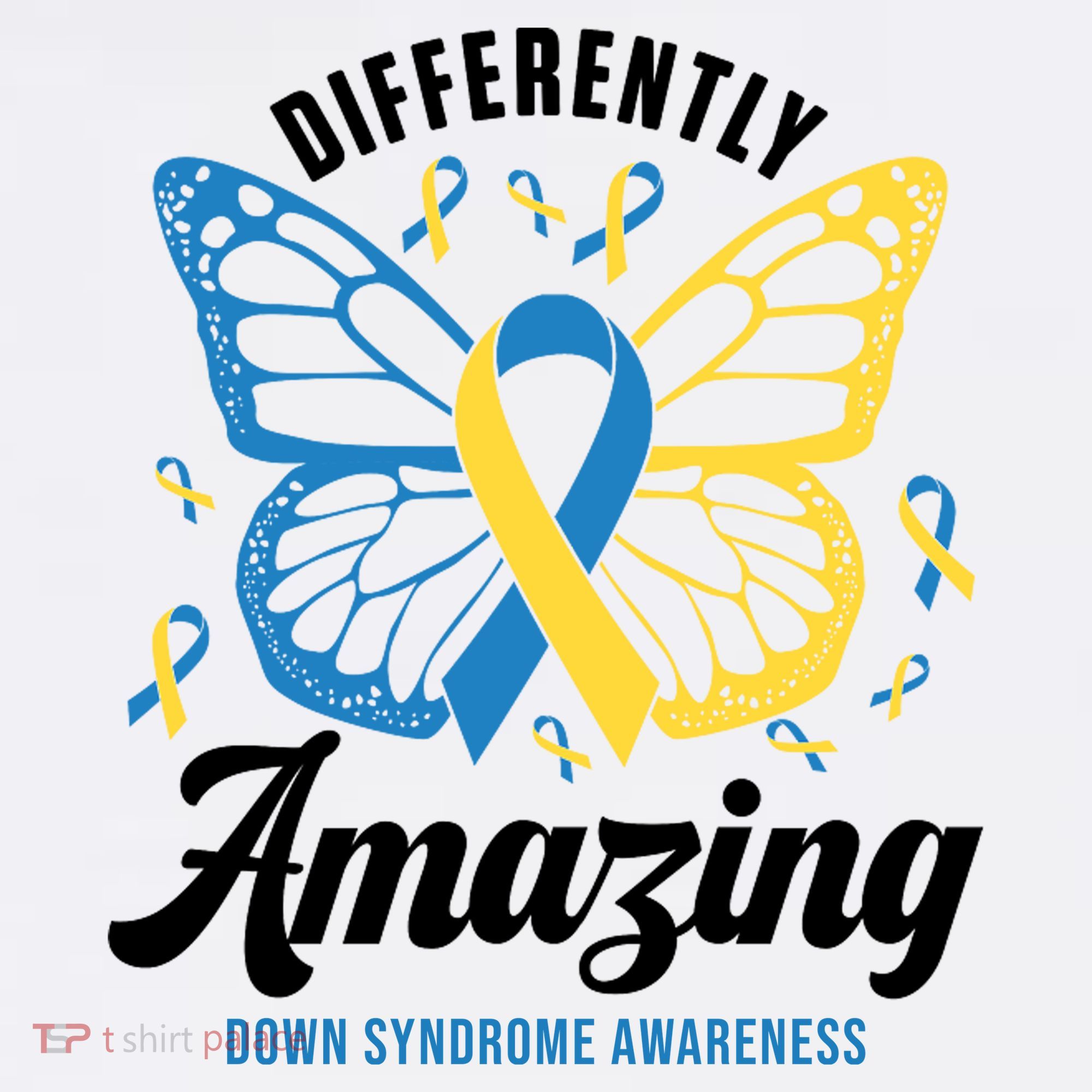 Differently Amazing Down Syndrome Awareness Butterfly Ribbon Long Sleeve Shirt