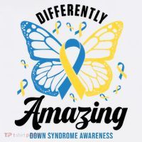 Differently Amazing Down Syndrome Awareness Butterfly Ribbon T-Shirt thumb 7