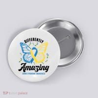 Differently Amazing Down Syndrome Awareness Butterfly Ribbon Button thumb 0