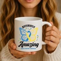 Differently Amazing Down Syndrome Awareness Butterfly Ribbon Coffee Mug thumb 3