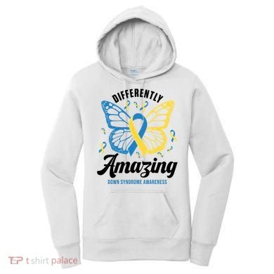 Differently Amazing Down Syndrome Awareness Butterfly Ribbon Women's Hoodie