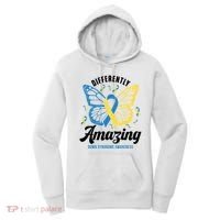Differently Amazing Down Syndrome Awareness Butterfly Ribbon Women's Hoodie thumb 0