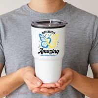 Differently Amazing Down Syndrome Awareness Butterfly Ribbon Tumbler thumb 2