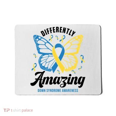 Differently Amazing Down Syndrome Awareness Butterfly Ribbon Mousepad
