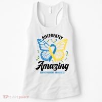 Differently Amazing Down Syndrome Awareness Butterfly Ribbon Women's Tank Top thumb 0