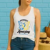 Differently Amazing Down Syndrome Awareness Butterfly Ribbon Women's Tank Top thumb 2