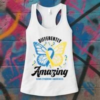 Differently Amazing Down Syndrome Awareness Butterfly Ribbon Women's Tank Top thumb 3