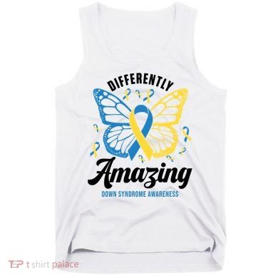 Differently Amazing Down Syndrome Awareness Butterfly Ribbon Tank Top