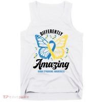 Differently Amazing Down Syndrome Awareness Butterfly Ribbon Tank Top thumb 0